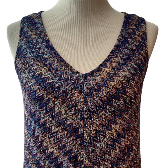 Maeve Womens Multicolor Westwater Chevron Drop Waist Slip Lined Knit Dress S - Picture 4 of 11